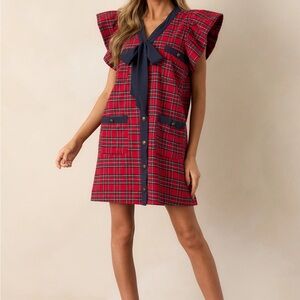 Red Dress Boutique | Now I Know 100% Cotton Red Plaid Mini Dress